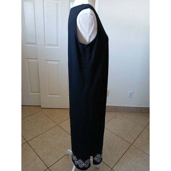 J Jill  size Dress Black sleeveless 100% Cotton Embroidered Size Smalll Boho - Picture 4 of 13
